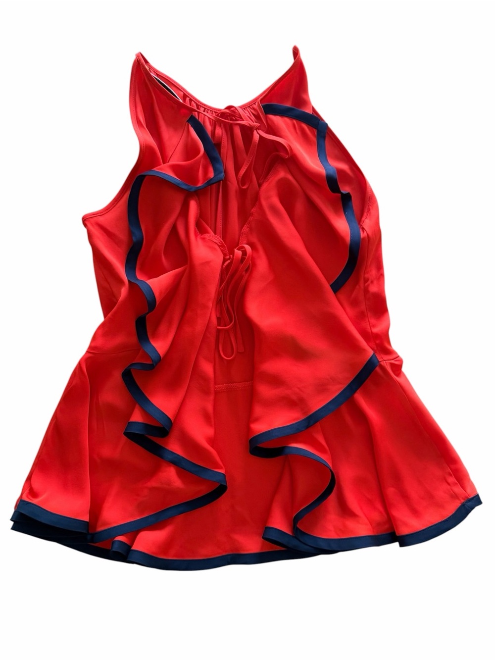 Milly Bryce Red Ruffle Open Back Halter Top - Picture 2 of 3
